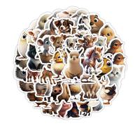 Various Cartoon Animals(Sheep Cow Pig) Stickers for Boys Girls Kids Teens, Waterproof Vinyl Stickers for Phone Laptop Flasks Water Bottle Luggage Cup Bike, Popular Decals Pack[Farm Animals-50Pcs]