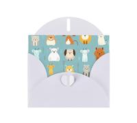 Various cartoon animals White Patterns greeting card 6x4 inches with envelope, covering birthdays, weddings and other occasions