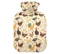 Various Chicken Pattern Hot Water Bottle with Velvet Cover Hot Water Bag for Pain Relief 2L, Neck Cramps Shoulders Pain Relief, Hot Cold Pack