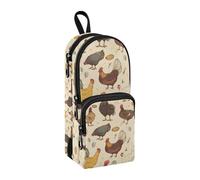 Various Chicken Pattern Pencil Case, Big Capacity Pen Bag with Compartment Students Schoolbag Shape Stationery Organizer Pencil Pouch Marker Case for School Office Work