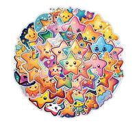 Various Cute Stars Waterproof Stickers for Boys Girls Teens Kids, Aesthetic Decorative Vinyl Stickers for Laptop Flasks Luggage Water Bottle Cup Phone Tablet Notebook, Unique Decals Pack[Stars-50Pcs]