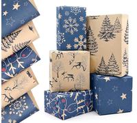 Various Designed Style Xmas Wrapping Paper, QRTDXP 5pcs 50cm*70cm Christmas Kraft Gift Paper Sheets Design for Xmas Day
