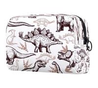 Various Dinosaur Print Cosmetic Bag for Women, Travel Toiletries Bags Large Makeup Handy Pouch Organiser Bag with Zipper