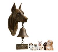 Various Dog Welcome Doorbell Vintage Wall-Mounted Hanging Bell Cast Iron/Resin, Entry Bell for Porch, Front Door & Garden - Pet Lover Decorative Dog Bells(Doberman)