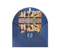 Various fishing tackle Patterned Blue holiday cards, thank you cards for anniversaries and birthdays