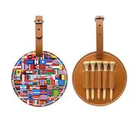 Various Flags Brown Golf tee Storage Bag - Easy to Carry Around and More efficient in Playing Golf