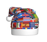 Various Flags Christmas Hat For Adult.Festive Christmas Beanie With Pom Pom, Unisex Holiday Cap For Xmas Parties.