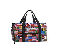 Various Flags Duffel Bag with Shoe Compartment - Lightweight Water-Resistant Holdall Gym Bag with Built-in Wet and Dry Separation Pouch