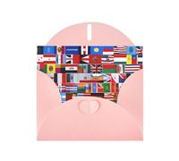 Various flags Print Shimmer Blank Greeting Cards with Envelopes, Elegant DIY Invitations,Thank You Notes