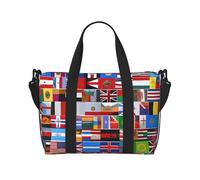 Various Flags Print Weekend Holdall 41cm Water Resistant Duffle Cabin Luggage Under Seat Travel Tote for Women