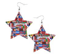 Various flags Prints Leather Star-Shaped Earrings Lightweight And Stylish Accessories For Parties Dances And Everyday Life.