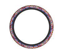 Various Flags Steering Wheel Cover, 15 Inch Universal Protective Cover, Soft Breathable Durable Full Surround Sports Car Accessories