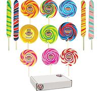 Various Flavour Mixed Large Twist 70g, Wheel Lollipops 75g (10 Pops)