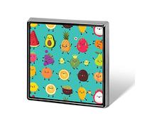 Various Fruits Colorful On Green Avocado Pineapple Square Badge Smooth Surface Lapel Tie Pin, Lightweight Badge for Women Men Office Worker Nurse Teacher Student Shirts Backpack