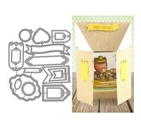 Various Geometry Labels Hang Tag Die Cuts for Card Making, Heart Shaped Square Lace Metal Cutting Dies for Paper Scrapbooking, DIY Stencils for Album Party Wedding Festivals Decoration