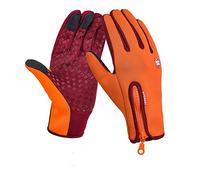 Various HK Winter Warm Gloves Anti Slip Touch Screen Gloves Windproof Thermal Gloves Cold weather Cycling Gloves Lightweight for Men Women Walking Riding Driving Bicycle Ski Climbing Camping(orange,M)