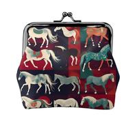 Various Kinds Of Horses Coin Purses, Small Card Case Wallet For Men Women For Shopping And Casual Outings, Black, One Size, Art Deco