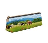 Various Kinds of Horses Leather Pencil Case Large Capacity Pencil Pouch Pencilbag Pouch with Zipper Pen Holder