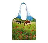 Various Kinds of Horses Print Canvas Tote Bags for Women Reusable Grocery Bag Large Gym Canvas Cloth Pouchportable Shopping Handbag