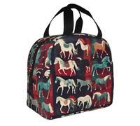 Various Kinds of Horses Print Foldable Insulated Lunch Bag Meals Snacks Beverages Boys Girls Teenagers Picnics