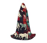Various Kinds of Horses print Hooded cape, suitable for Halloween costumes, role-playing, and Christmas family photos