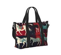 Various Kinds of Horses Print Travel Hand Bag Women Lightweight Tote Foldable Daily Weekend Trips Gym Vacation