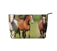 Various Kinds of Horses Prints Corduroy Makeup Bag for Women Girls, Spacious Travel Cosmetic Organiser for Make-up, Toiletries & Essentials