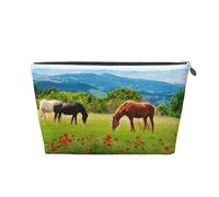 Various Kinds of Horses Vagilo Leather Toiletry Bag - Stylish & Durable Toiletry Kit for Travelers, Cosmetic Organizer, Makeup Bag, Carry-On, Portable Organizer, Zippered Pouch