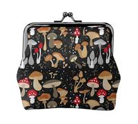 Various Mushrooms Coin Purse, Kiss-lock Change Purse Wallets, Small PU Leather Coin Purse for Women
