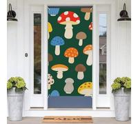 Various Mushrooms Decorative Front Door Cover Spring Summer Door Cover with Hanging Rope Washable Welcome Porch Sign Reusable Photography Background Wall Backdrop Home Party Decor 71x35