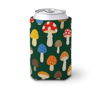 Various Mushrooms Iced Coffee Cup Sleeve Reusable Neoprene Insulated Drink Holder for 16-20oz Cups Stretchable Cup Cover for Hot & Iced Beverages Portable Coffee Cozy for Office Commute
