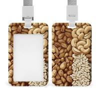 Various Nut Patterns Id Badge Holder,Name Tag Holder with Detachable Lanyard,Waterproof Design Id Card Holder for Office, Workplace