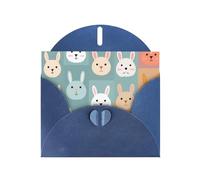 Various rabbits Blue Patterns greeting card 6x4 inches with envelope, covering birthdays, weddings and other occasions