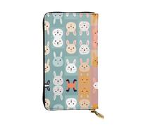 Various rabbits Printed leather wallet, 7.5 x 4.1-inch long credit card holder, portable travel cash wallet