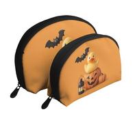 Various retro musical instruments Moon Cosmetic Bag, Travel Makeup Pouch, Portable Waterproof Cosmetic Pouch for Girls Women., The Joy Of Pumpkin And Duck, One Size