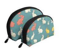 Various retro musical instruments Moon Cosmetic Bag, Travel Makeup Pouch, Portable Waterproof Cosmetic Pouch for Girls Women., Cute Rabbit Sitting Posture, One Size