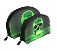 Various retro musical instruments Moon Cosmetic Bag, Travel Makeup Pouch, Portable Waterproof Cosmetic Pouch for Girls Women., Glowing Skull, One Size