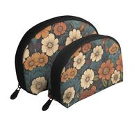 Various retro musical instruments Moon Cosmetic Bag, Travel Makeup Pouch, Portable Waterproof Cosmetic Pouch for Girls Women., Dark Flowers, One Size