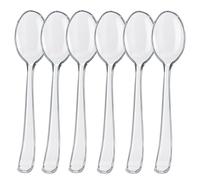 Various Reusable Spoons High Resistance 6.5" Clear Reusable Spoons for Birthdays, Picnics, Buffets, Weddings, Catering, BBQs, Meets All Regulations (100