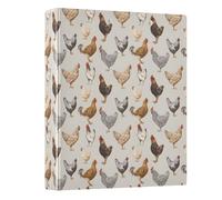 Various Rooster Pattern 3 Ring Binder 1.5 Inch Round Ring Binder View Binder Holds 200 Documents for Home School Office Use