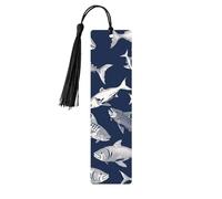 Various Sea Fish Pattern Bookmark, Wooden Bookmarks for Book Lovers Handmade Wood Book Mark with Tassel Reading Page Markers Ornament Wooden Gift Tags Labels for Craft Decorations