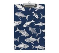 Various Sea Fish Pattern Clipboard, A4 Acrylic Clipboard with Hanging Hole, Ultra-Light Clip Board - Holds 100 Sheets, Shatterproof Document Holder for Office, 12.5" X 8.5"