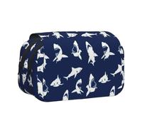 Various Sea Fish Pattern Double Layer Flip-Top Pencil Case,Large Capacity 50 Pens Organizer, Durable Polyester Stationery Holder for School, Art Travel (All-Over Print)