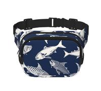 Various Sea Fish Pattern Fanny Pack Adjustable Crossbody Bag Large Waist Bag Travel Belt Bag Unisex Bum Bag