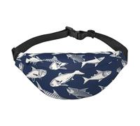 Various Sea Fish Pattern Fanny Pack for Men Women Crossbody Waist Bag Everywhere Belt Bag Wallet Hip Bum Bag with Adjustable Strap Casual Chest Bag for Outdoor Hiking Cycling, Black, One Size