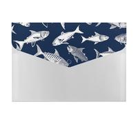 Various Sea Fish Pattern File Folder 6-Pocket, Waterproof Accordion File Organizer with Snap Closure, Expanding Document Holder for Office, Home