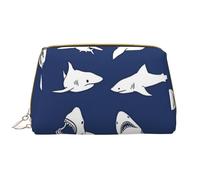 Various Sea Fish Pattern Leather Hand-Held Zipper Makeup Bag Cute Make Up Case Large Wide-Open Pouch Pen Case