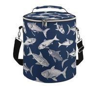 Various Sea Fish Pattern Lunch Bag, 15L Portable Leakproof Picnic Basket with Shoulder Strap, Insulated Picnic Cooler Bag for Camping, Beach, Hiking & Groceries
