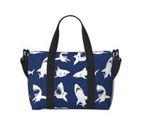 Various Sea Fish Pattern Print Hand Travel Bag,Sports Gym Bag,Overnight Bag,Beach Travel Bag,Weekender Bags For Women Men, Black, One Size, Black, One Size