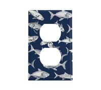 Various Sea Fish Pattern Single Duplex Wall Plate Covers Light Switch Cover 1 Gang Outlet Plate Cover Decorative Wall Plate for Kitchen Bedroom Bathroom Decor 4.5" X 2.8"